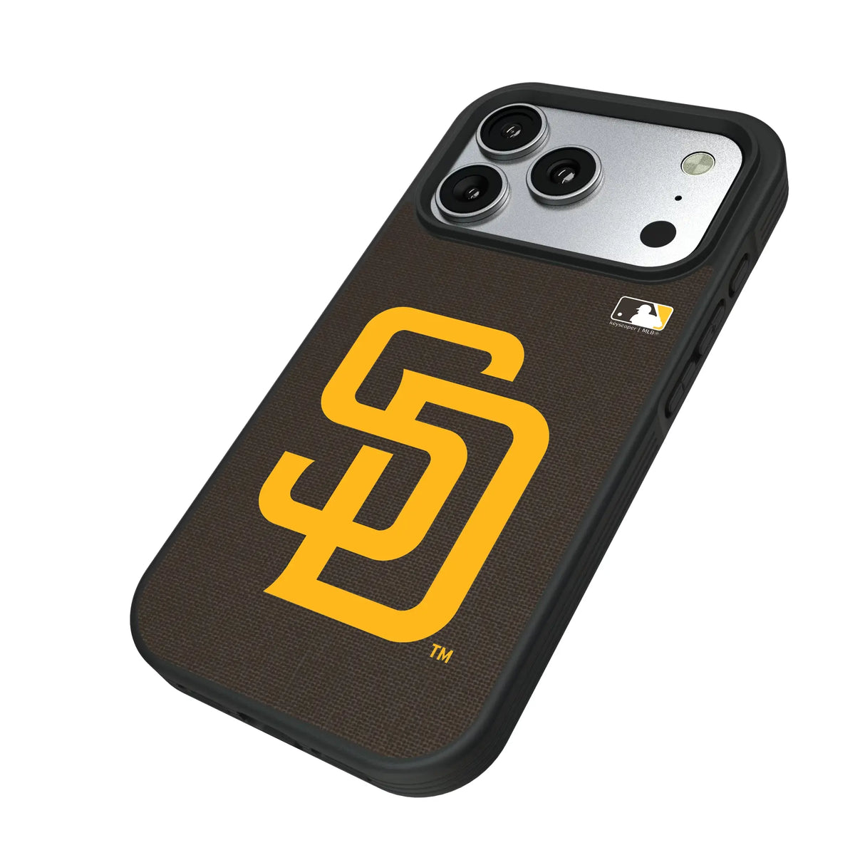 San Diego Padres Solid iPhone Bump Phone Case for Apple iPhone - Isometric View#Device_iPhone 17 Pro