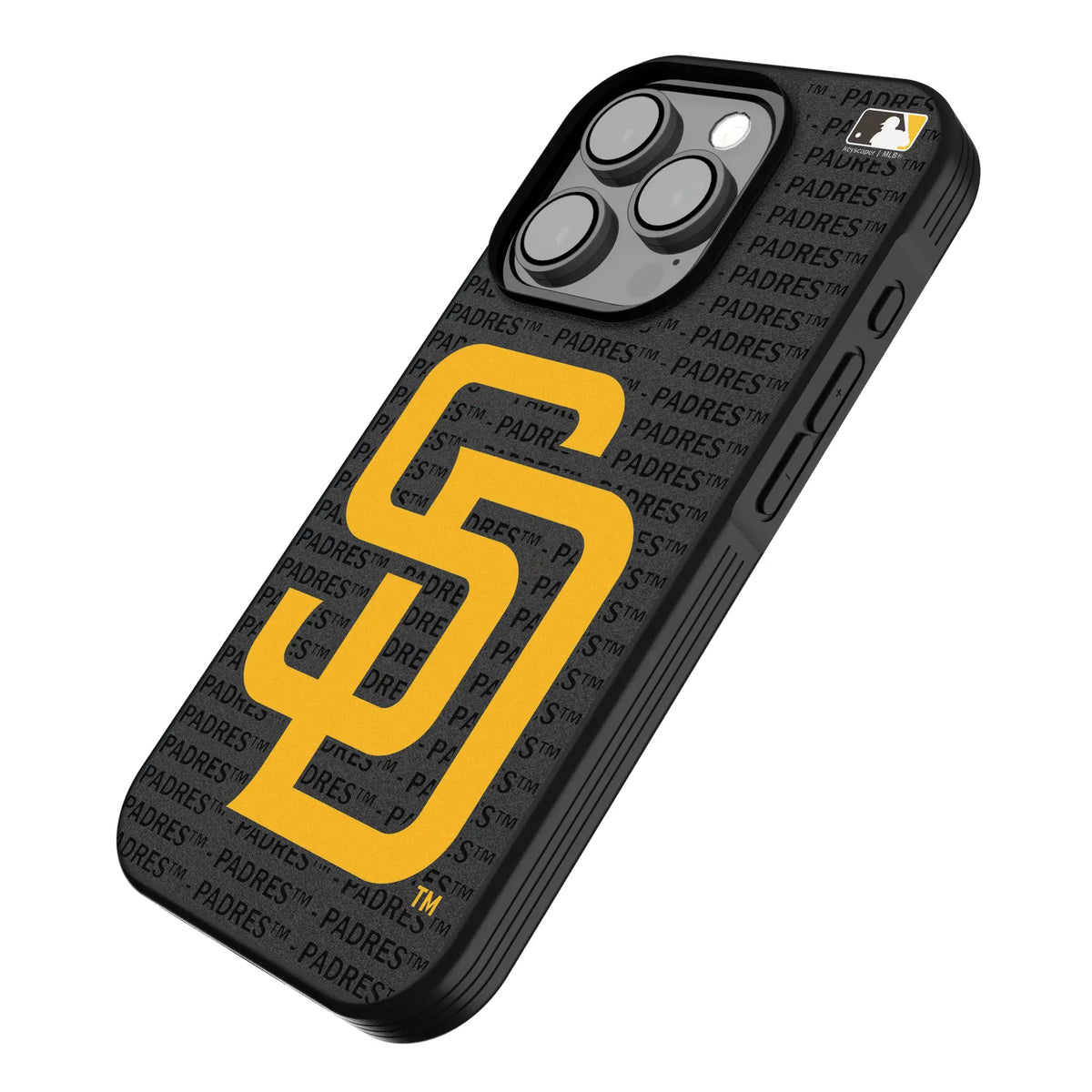 San Diego Padres Text Backdrop iPhone Bump Phone Case for Apple iPhone - Isometric View