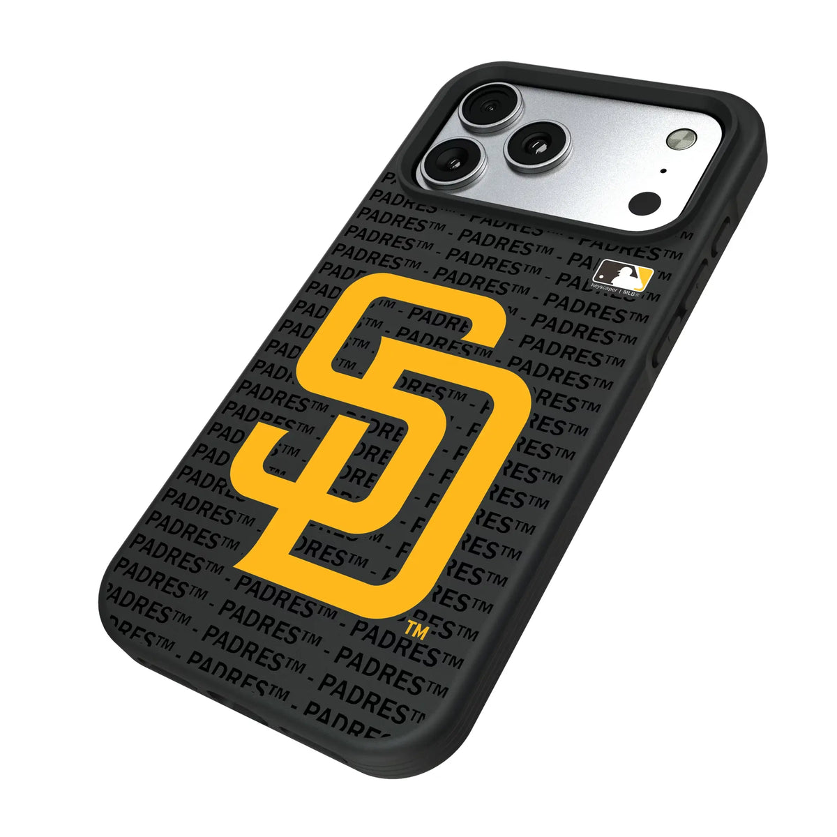San Diego Padres Text Backdrop iPhone Bump Phone Case for Apple iPhone - Isometric View#Device_iPhone 17 Pro Max