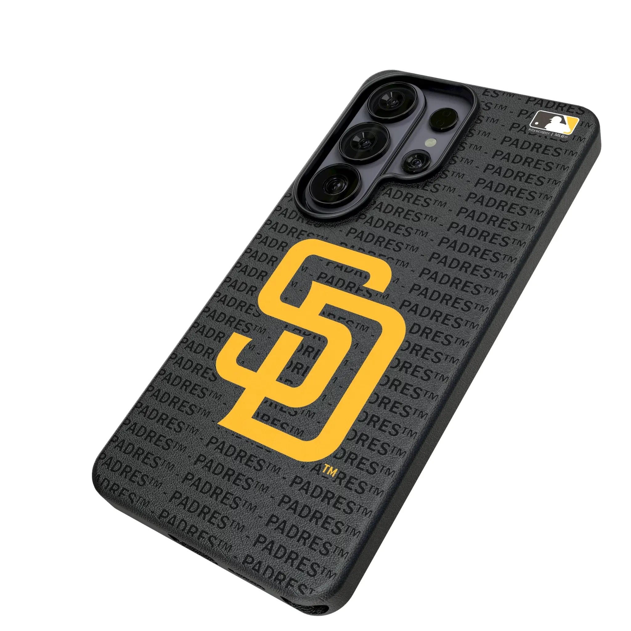 San Diego Padres Text Backdrop Galaxy MagSafe Compatible Phone Case for Samsung Galaxy - Isometric View#Device_Galaxy S26 Ultra