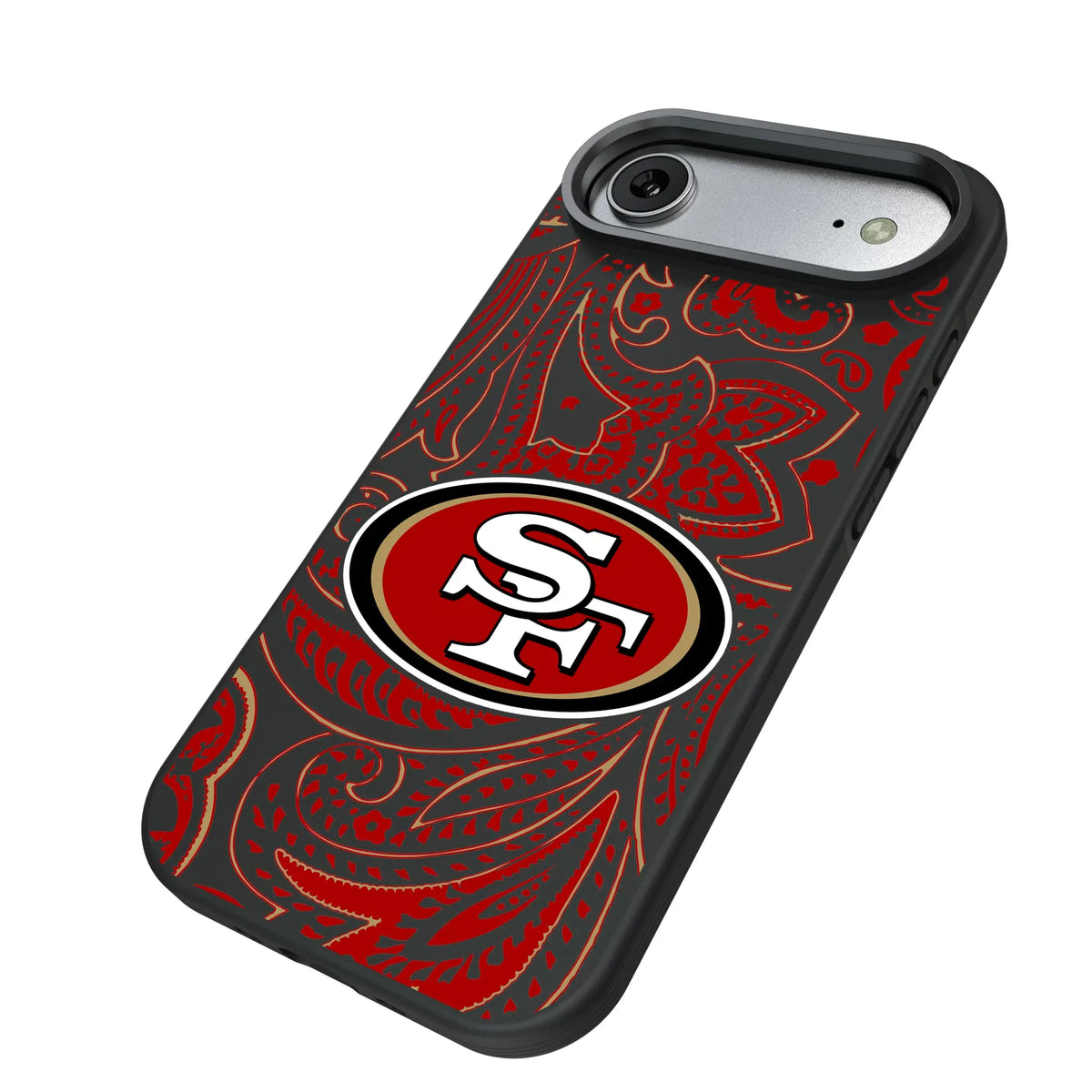San Francisco 49ers Paisley iPhone Bump Phone Case for Apple iPhone - Isometric View#Device_iPhone Air