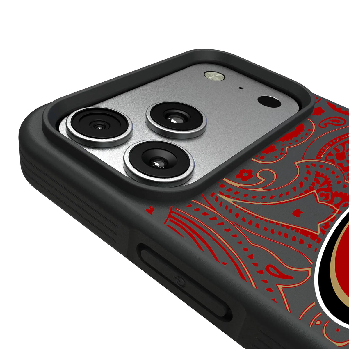San Francisco 49ers Paisley iPhone Bump Phone Case for Apple iPhone - Detail#Device_iPhone 17 Pro Max