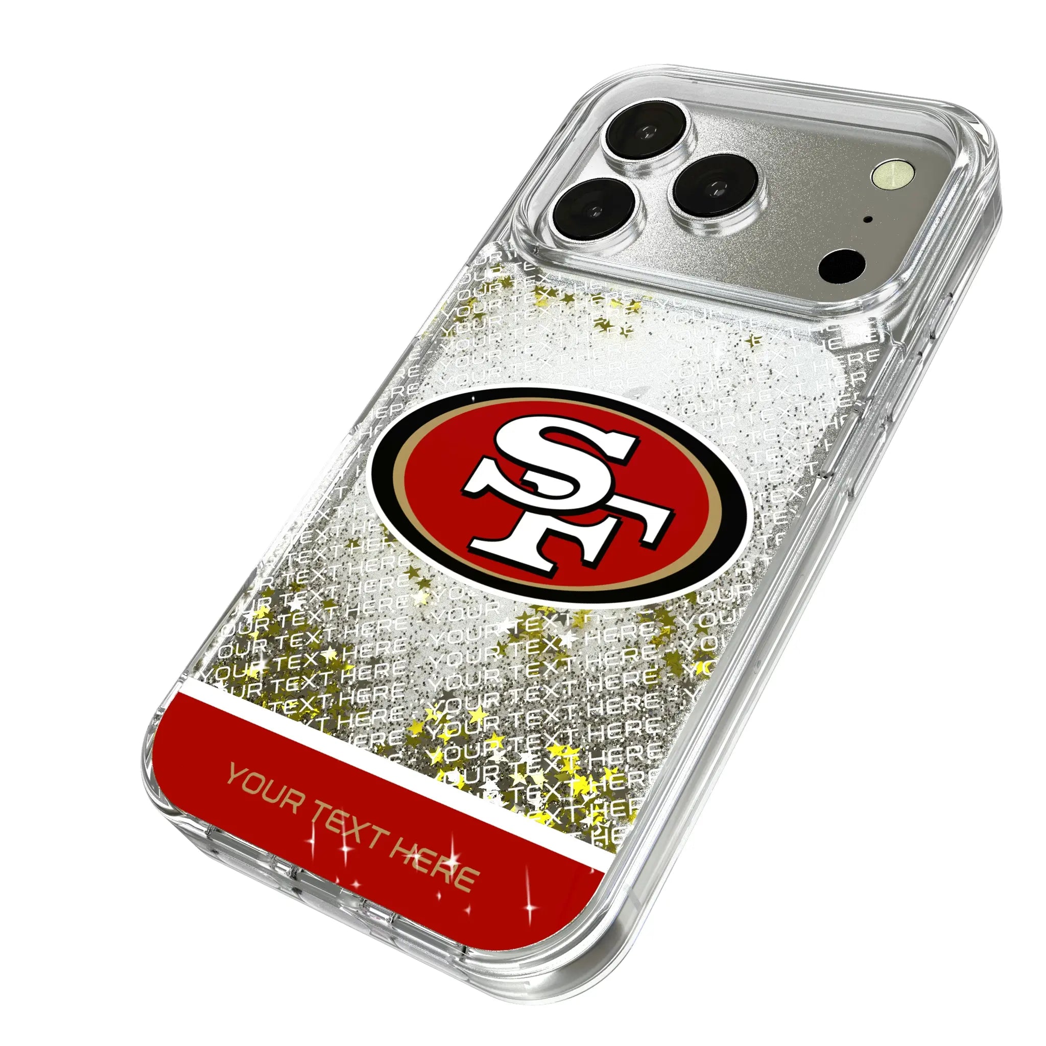 San Francisco 49ers Personalized EndZone Plus iPhone Glitter Phone Case for Apple iPhone - Isometric View