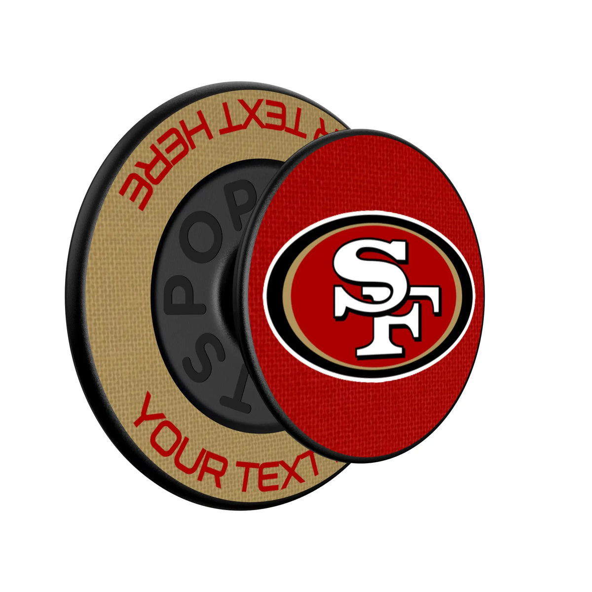 San Francisco 49ers Personalized Endzone Solid Popsockets Round Magnetic - Isometric View