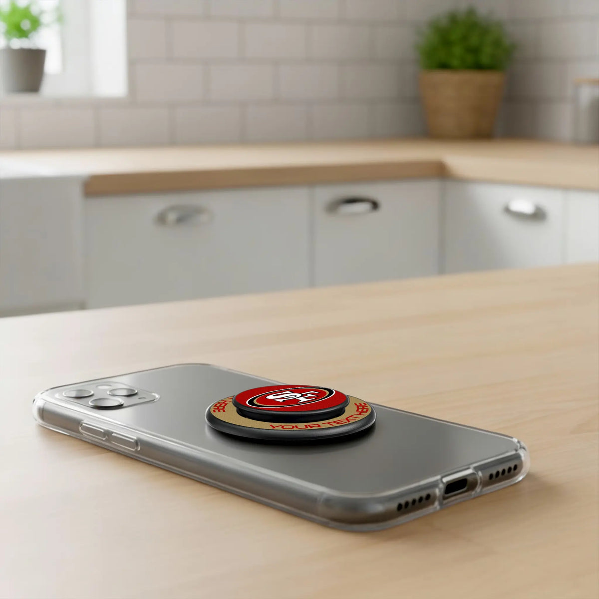 San Francisco 49ers Personalized Endzone Solid Popsockets Round Magnetic - Lifestyle