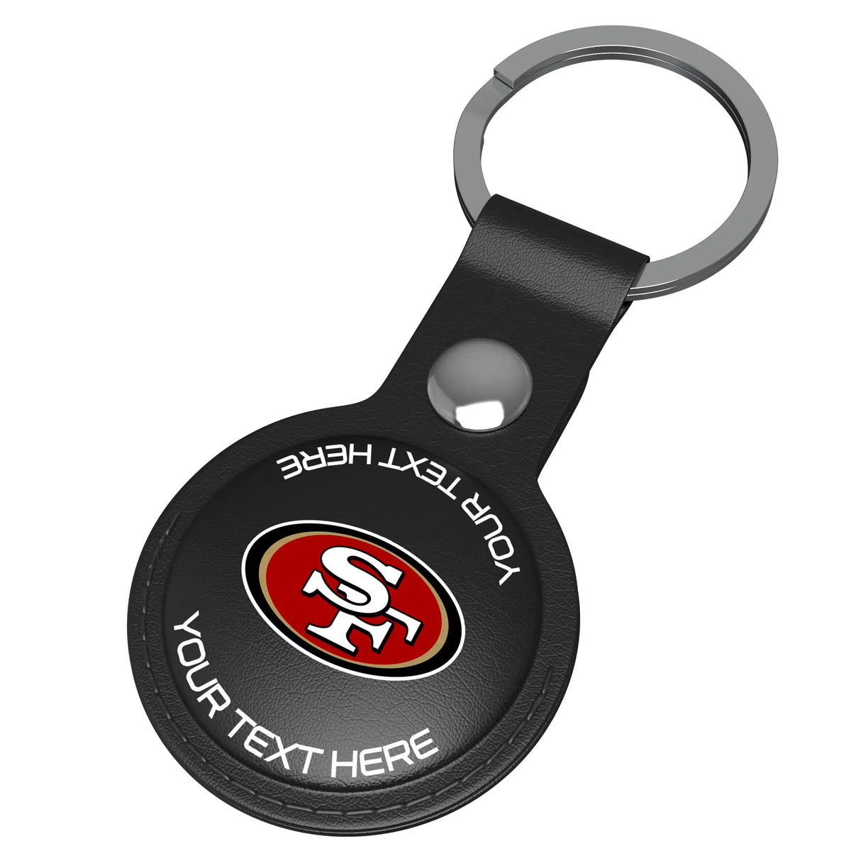 San Francisco 49ers Personalized Insignia AirTag Black Airtag Holder - Isometric View