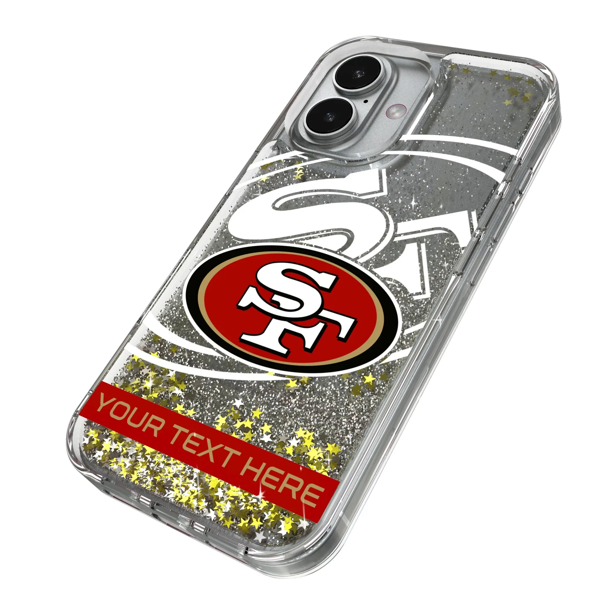 San Francisco 49ers Personalized Tilt iPhone Glitter Phone Case for Apple iPhone - Isometric View