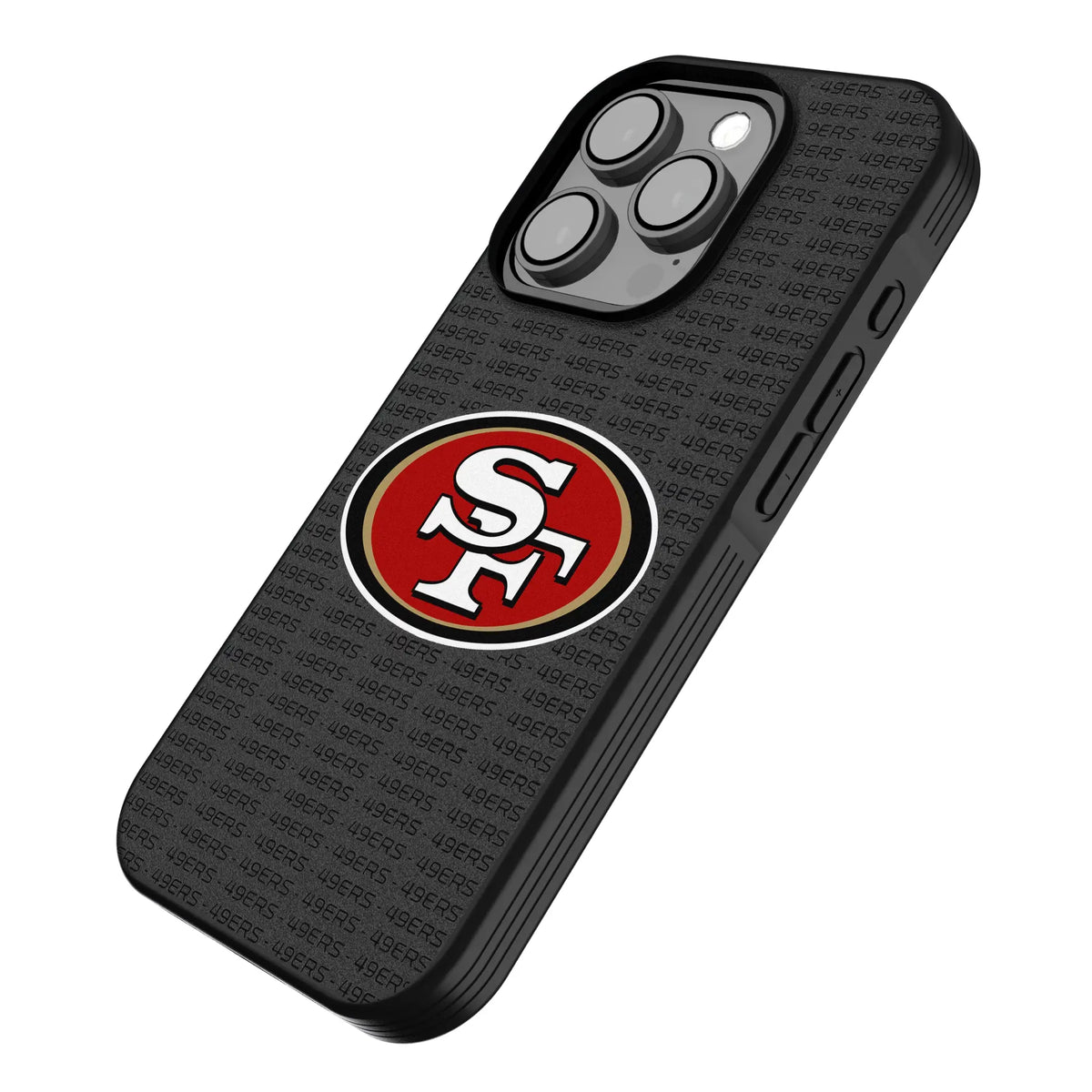 San Francisco 49ers Text Backdrop iPhone Bump Phone Case for Apple iPhone - Isometric View