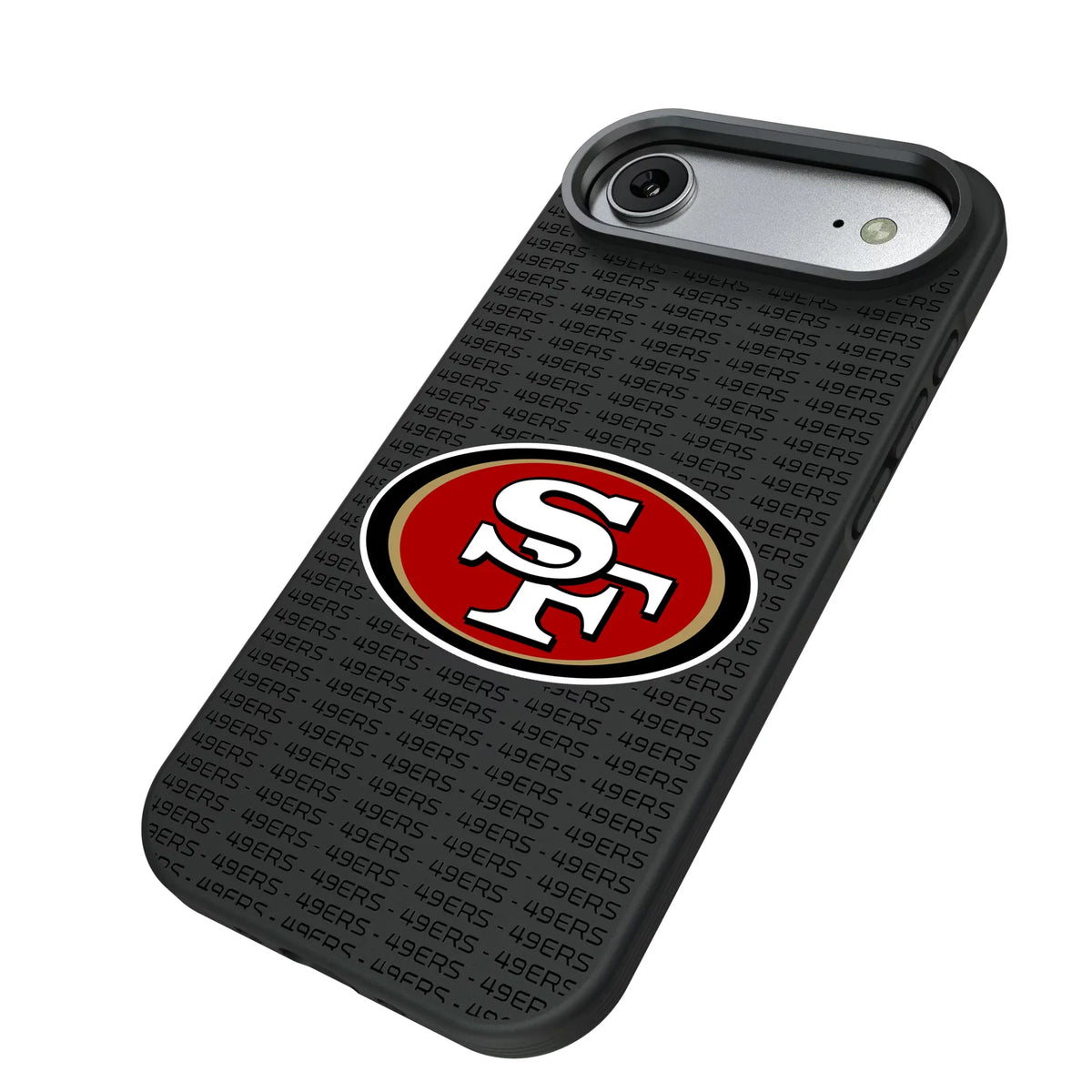 San Francisco 49ers Text Backdrop iPhone Bump Phone Case for Apple iPhone - Isometric View#Device_iPhone Air