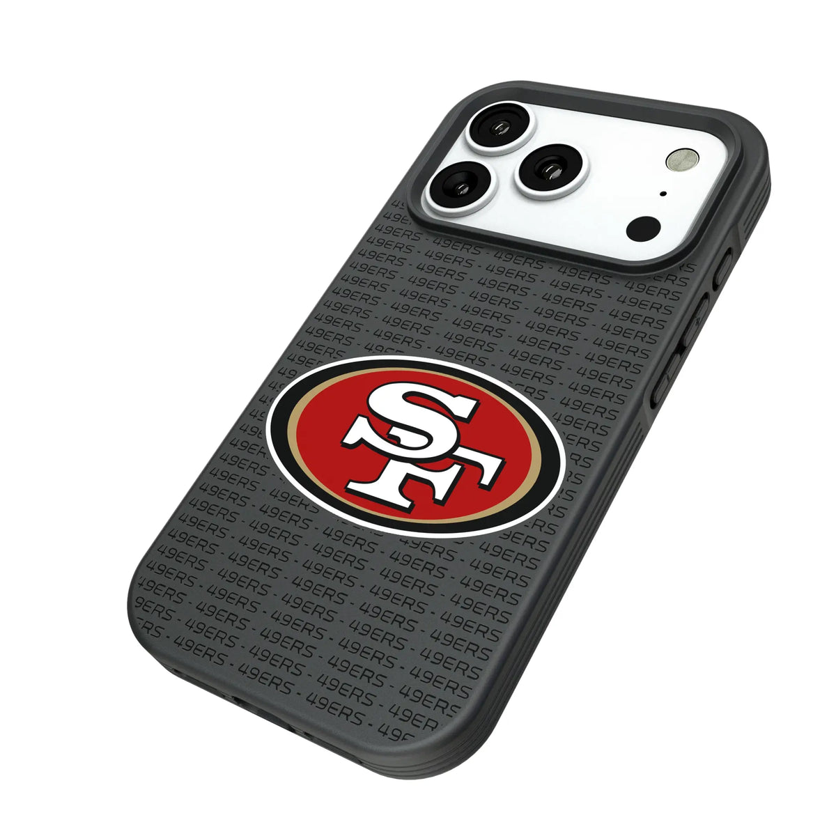San Francisco 49ers Text Backdrop iPhone Bump Phone Case for Apple iPhone - Isometric View#Device_iPhone 18 Pro