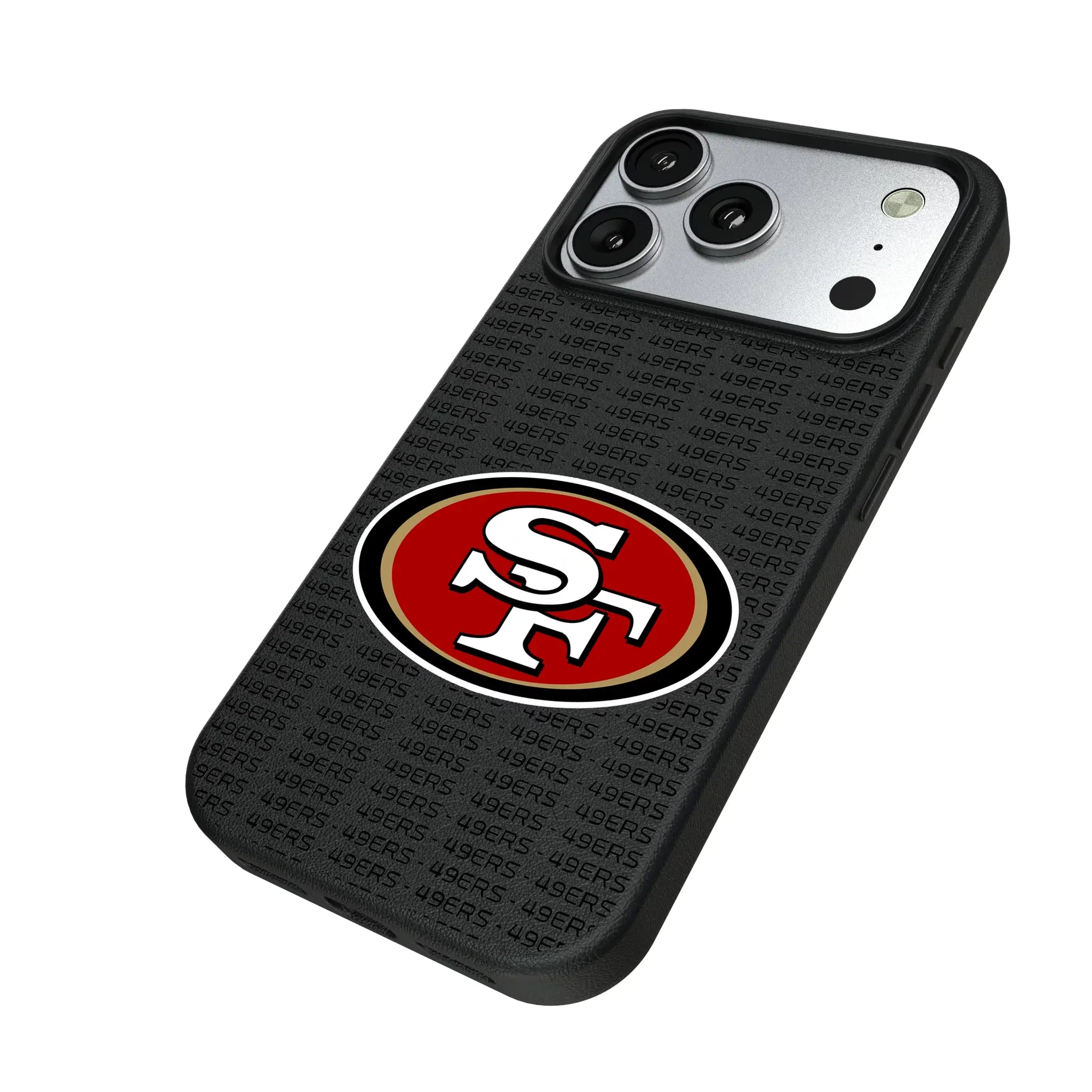 San Francisco 49ers Text Backdrop iPhone MagSafe Compatible Phone Case for Apple iPhone - Isometric View#Device_iPhone 17 Pro