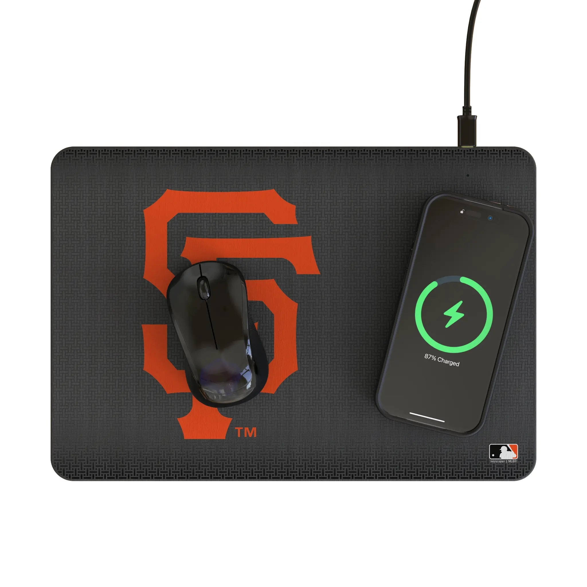 San Francisco Giants Linen 15-Watt Wireless Charger and Mouse Pad - Lifestyle
