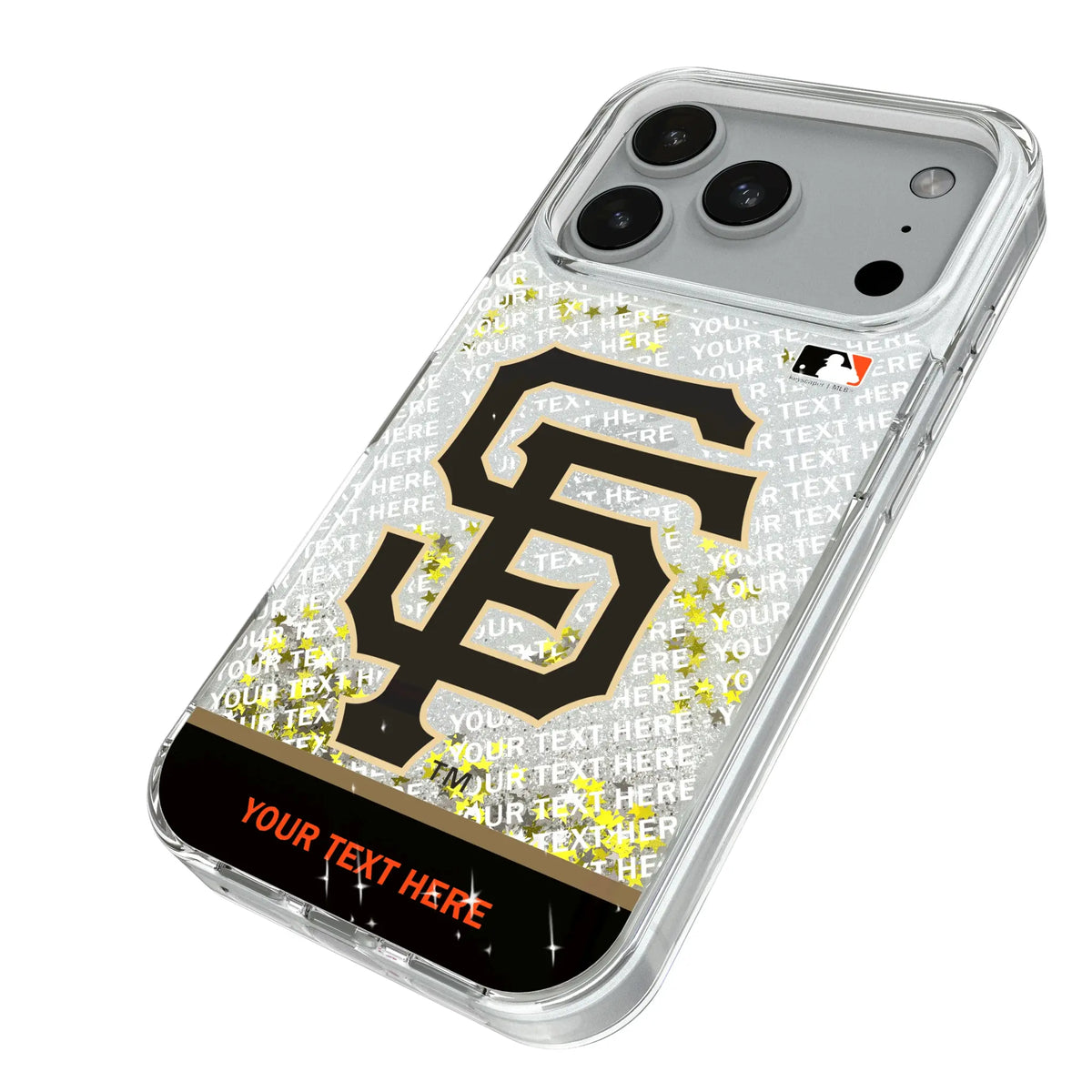 San Francisco Giants Personalized EndZone Plus iPhone Glitter Phone Case for Apple iPhone - Isometric View#Device_iPhone 18 Pro