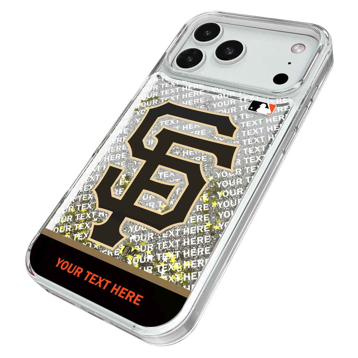San Francisco Giants Personalized EndZone Plus iPhone Glitter Phone Case for Apple iPhone - Isometric View#Device_iPhone 18 Pro Max