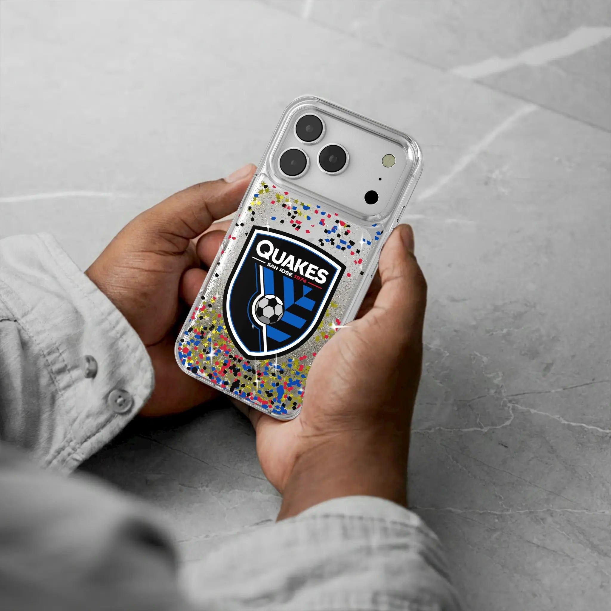 San Jose Earthquakes Confetti iPhone Glitter Phone Case for Apple iPhone - Lifestyle