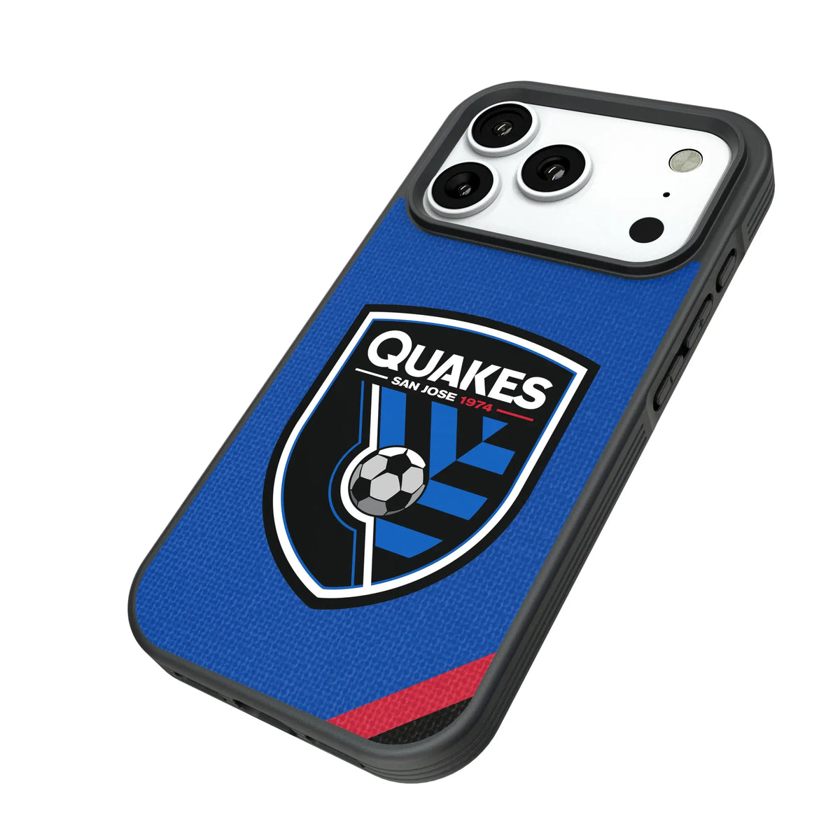San Jose Earthquakes Diagonal Stripe iPhone Bump Phone Case for Apple iPhone - Isometric View#Device_iPhone 18 Pro