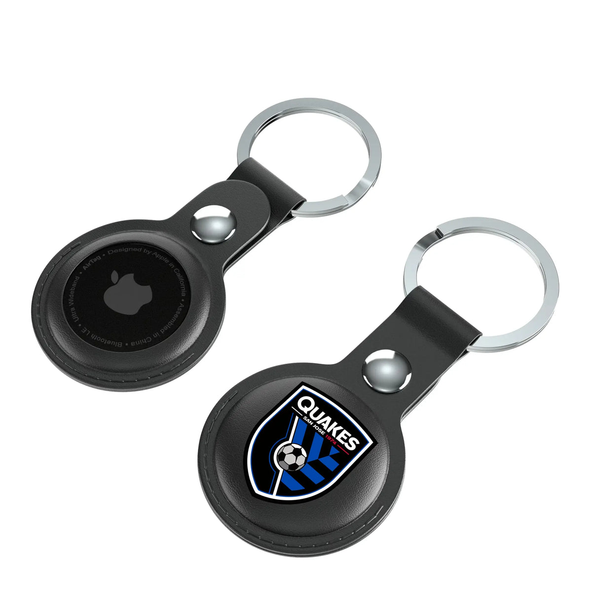 San Jose Earthquakes Insignia AirTag Black Airtag Holder 2-Pack - Isometric View