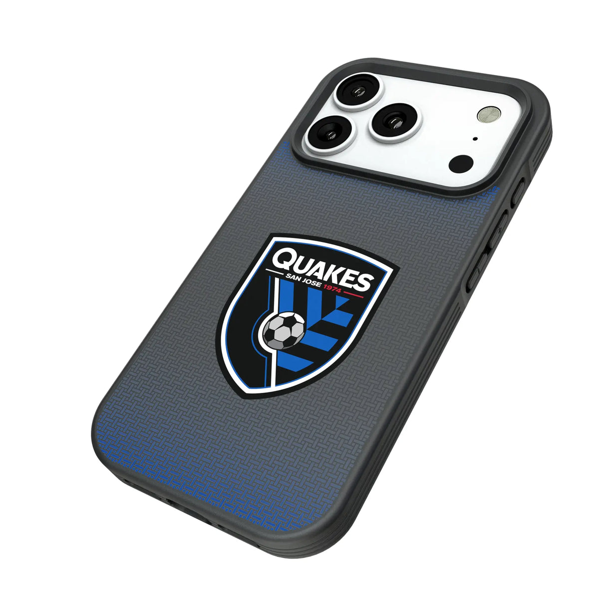 San Jose Earthquakes Linen iPhone Bump Phone Case for Apple iPhone - Isometric View#Device_iPhone 18 Pro