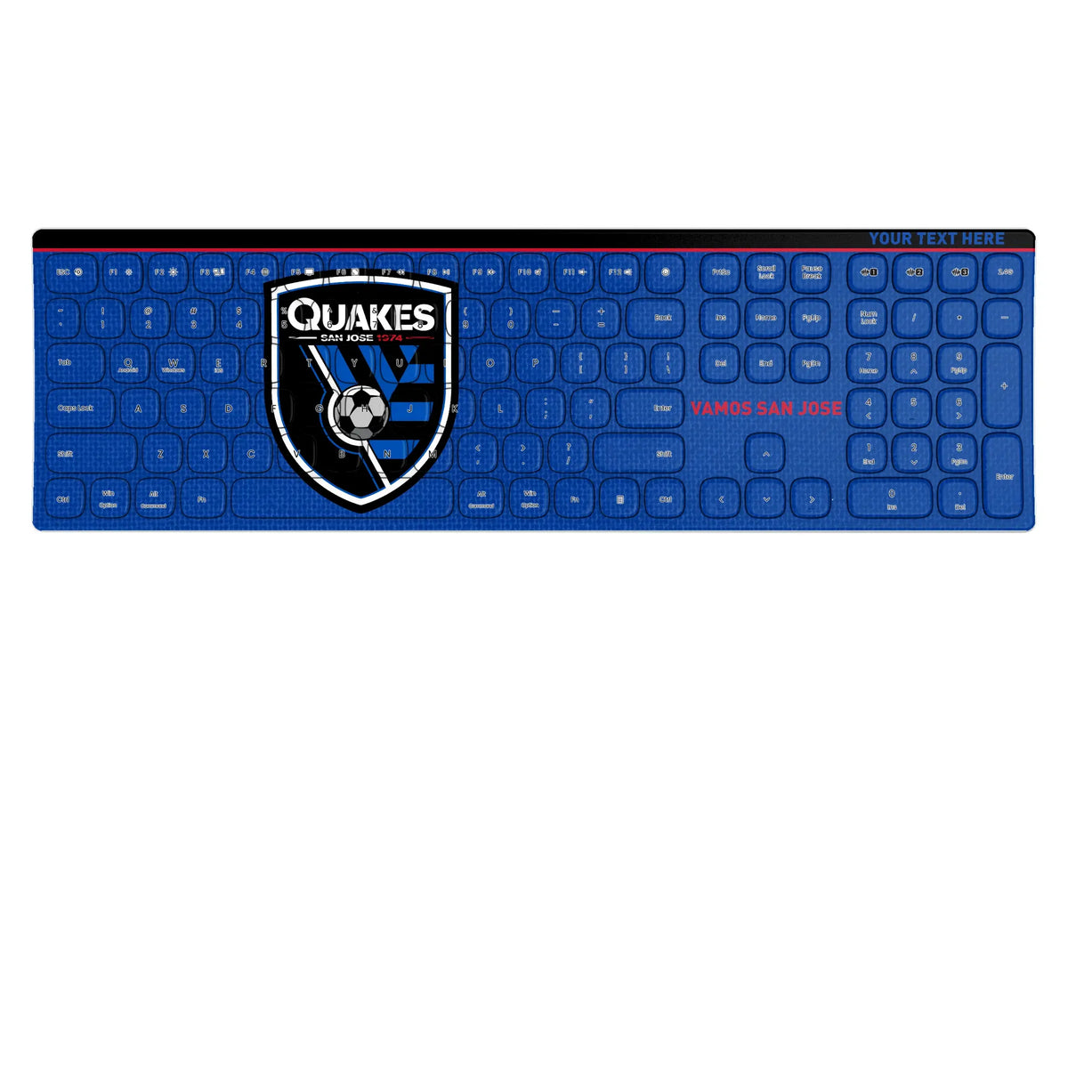 San Jose Earthquakes Personalized Endzone Solid KKB605 Curved Wireless Keyboard