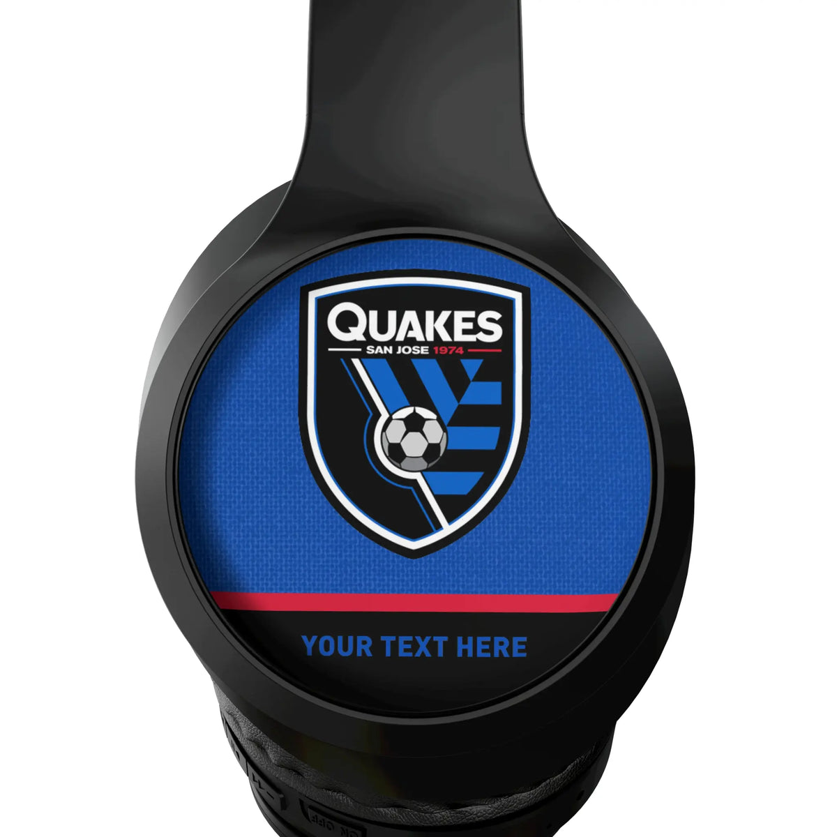 San Jose Earthquakes Personalized Endzone Solid Wireless Over-Ear Headphones With Case - Detail