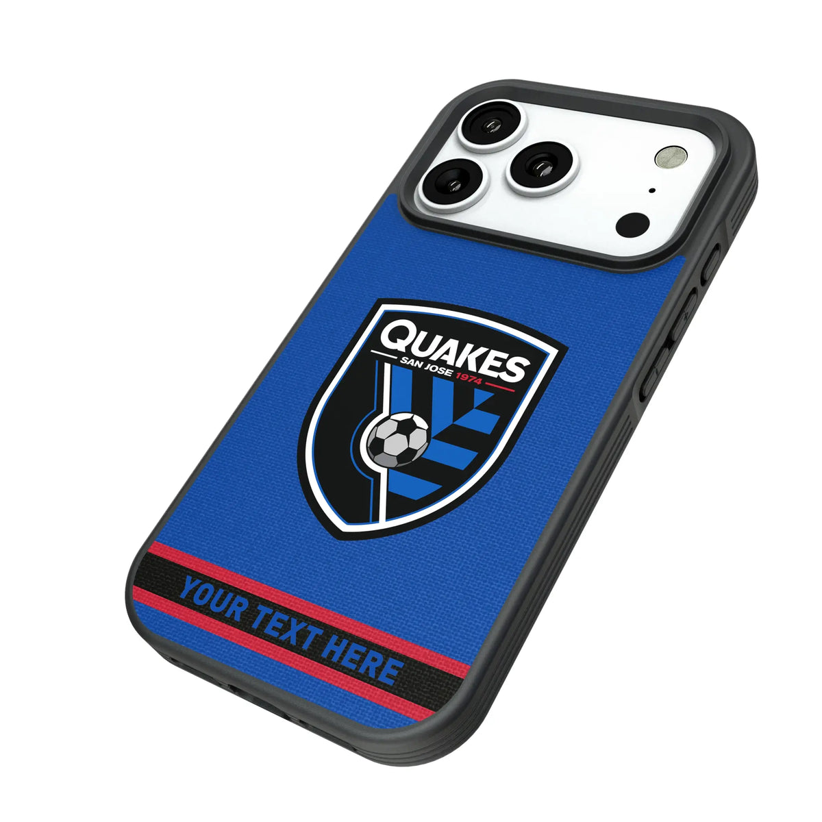 San Jose Earthquakes Personalized Stripe iPhone Bump Phone Case for Apple iPhone - Isometric View#Device_iPhone 18 Pro
