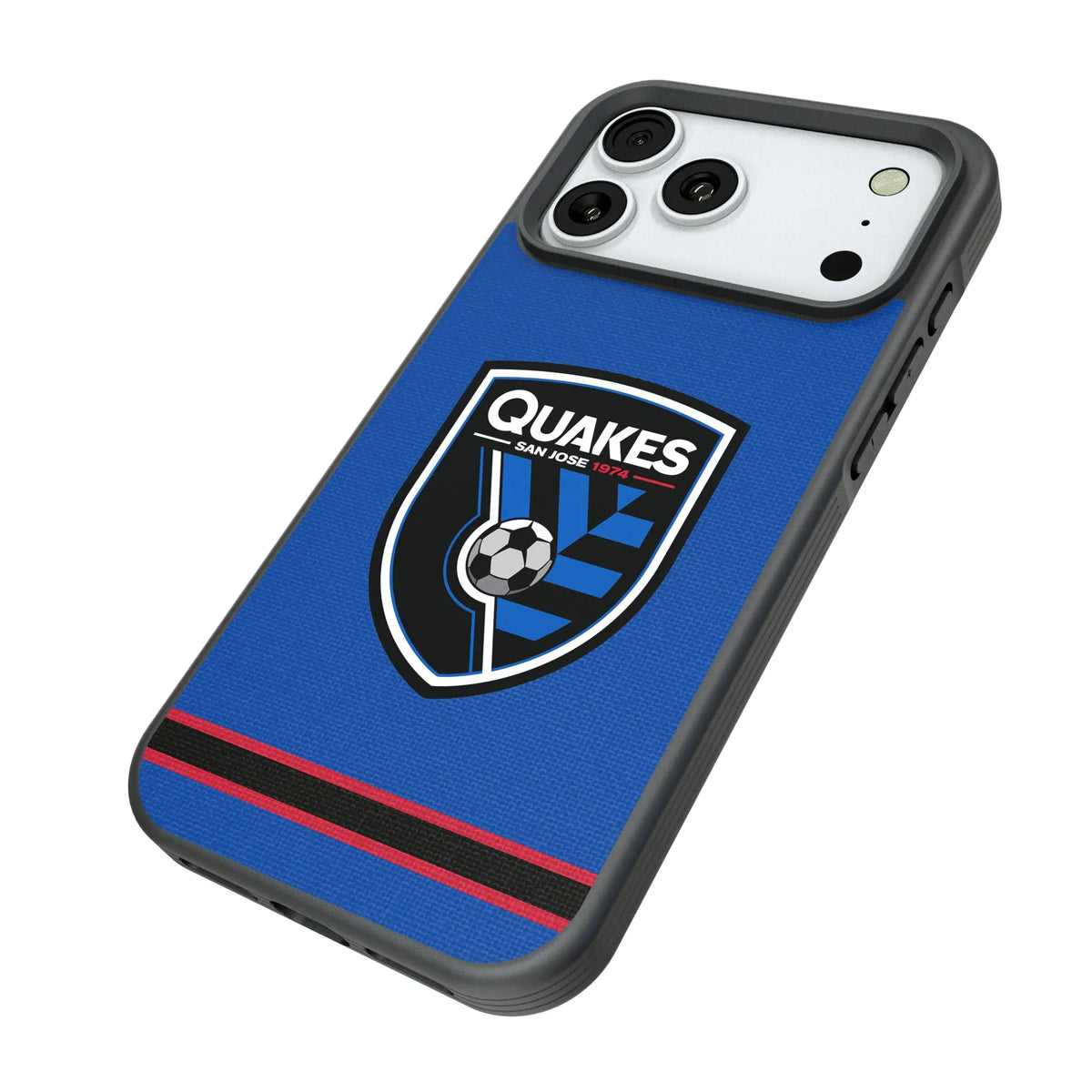 San Jose Earthquakes Stripe iPhone Bump Phone Case for Apple iPhone - Isometric View#Device_iPhone 18 Pro Max