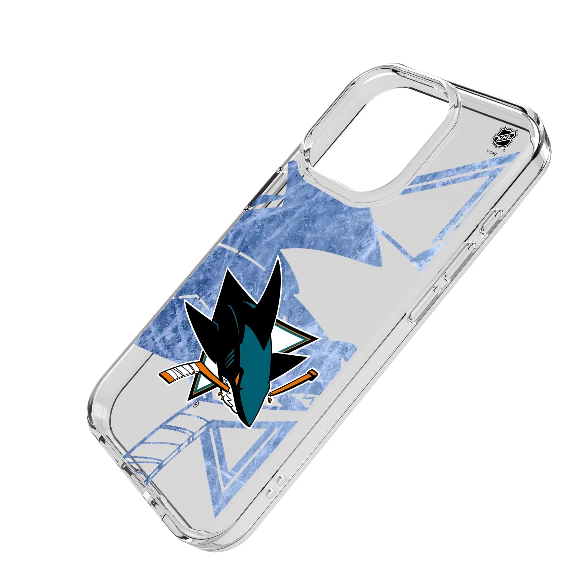 San Jose Sharks Ice Tilt iPhone Clear Phone Case for Apple iPhone - Isometric View