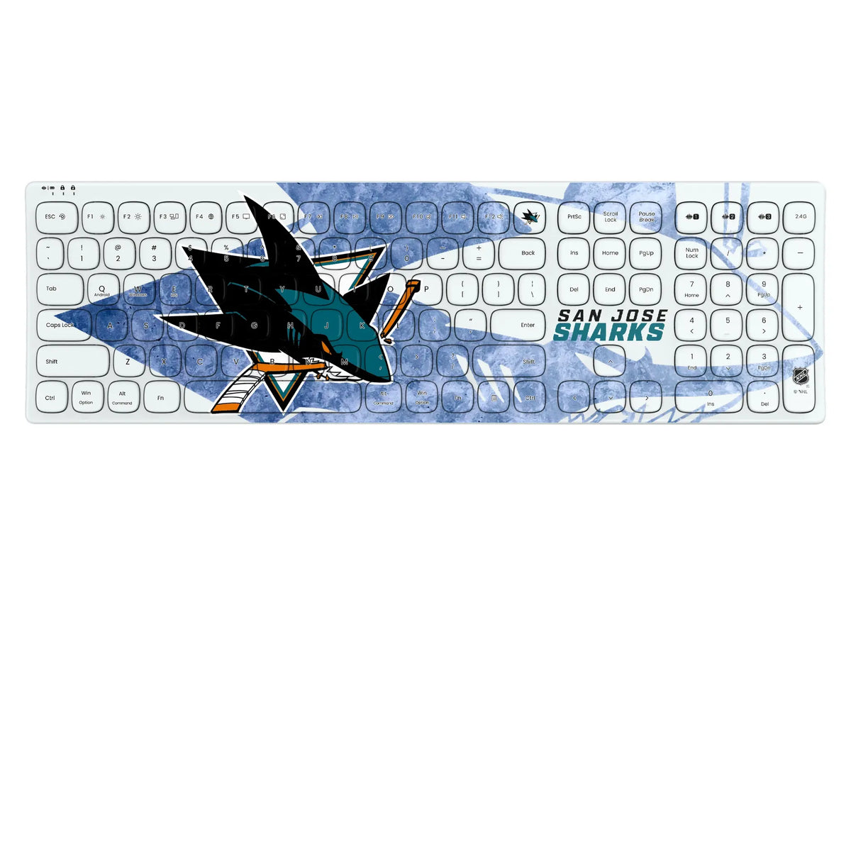 San Jose Sharks Ice Tilt KKB605 Curved Wireless Keyboard