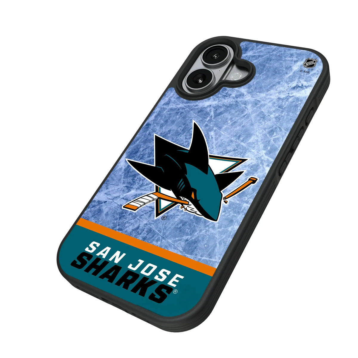 San Jose Sharks Ice Wordmark iPhone Bump Phone Case for Apple iPhone - Isometric View#Device_iPhone 17