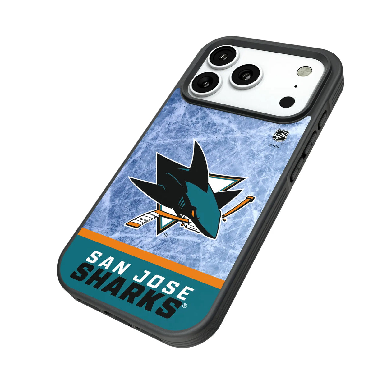 San Jose Sharks Ice Wordmark iPhone Bump Phone Case for Apple iPhone - Isometric View#Device_iPhone 18 Pro