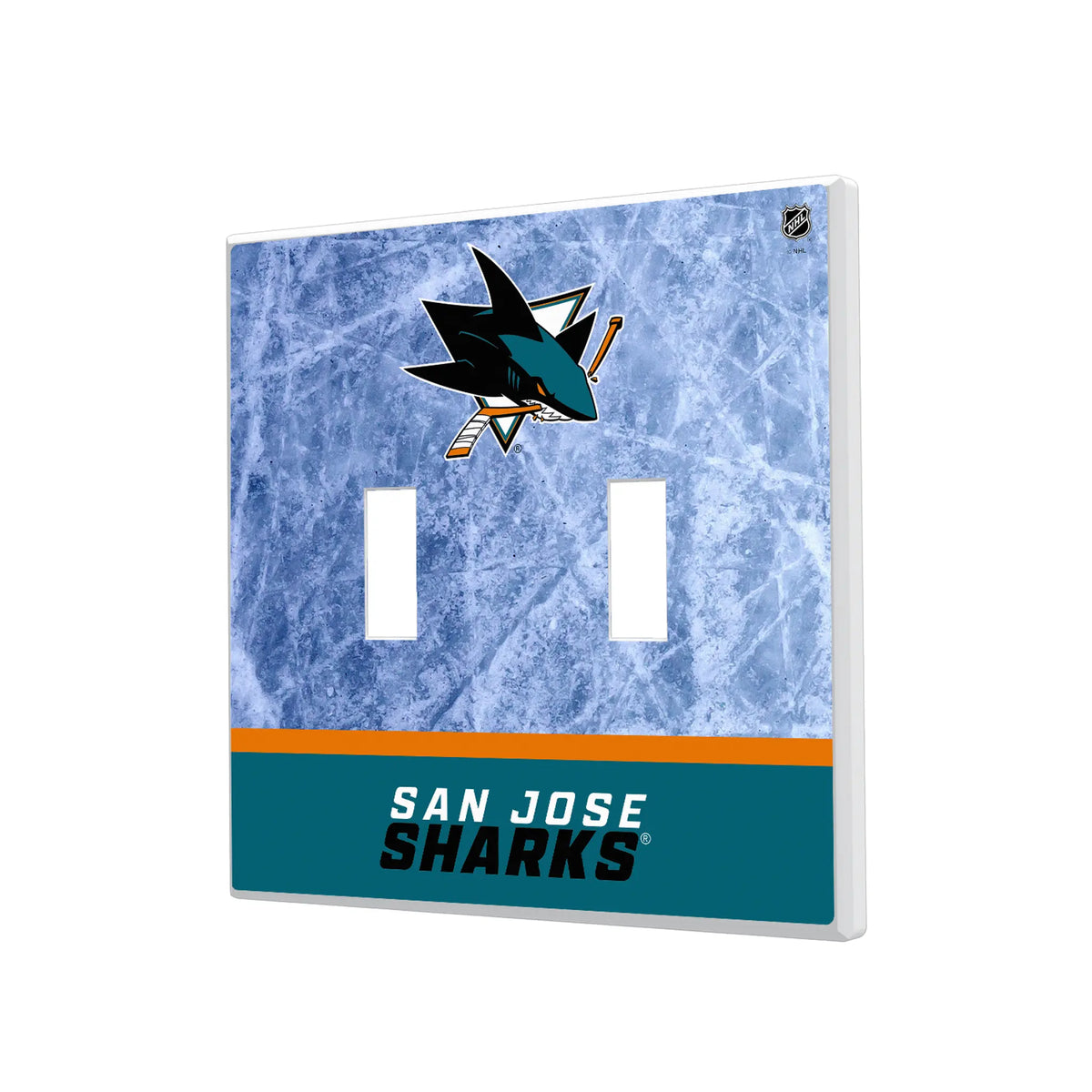 San Jose Sharks Ice Wordmark Hidden-Screw Light Switch Plate#Style_Double Toggle