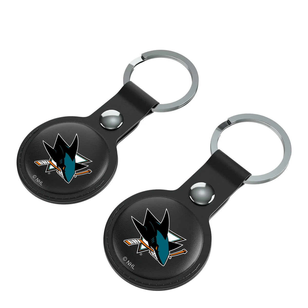 San Jose Sharks Insignia AirTag Black Airtag Holder 2-Pack - Isometric View