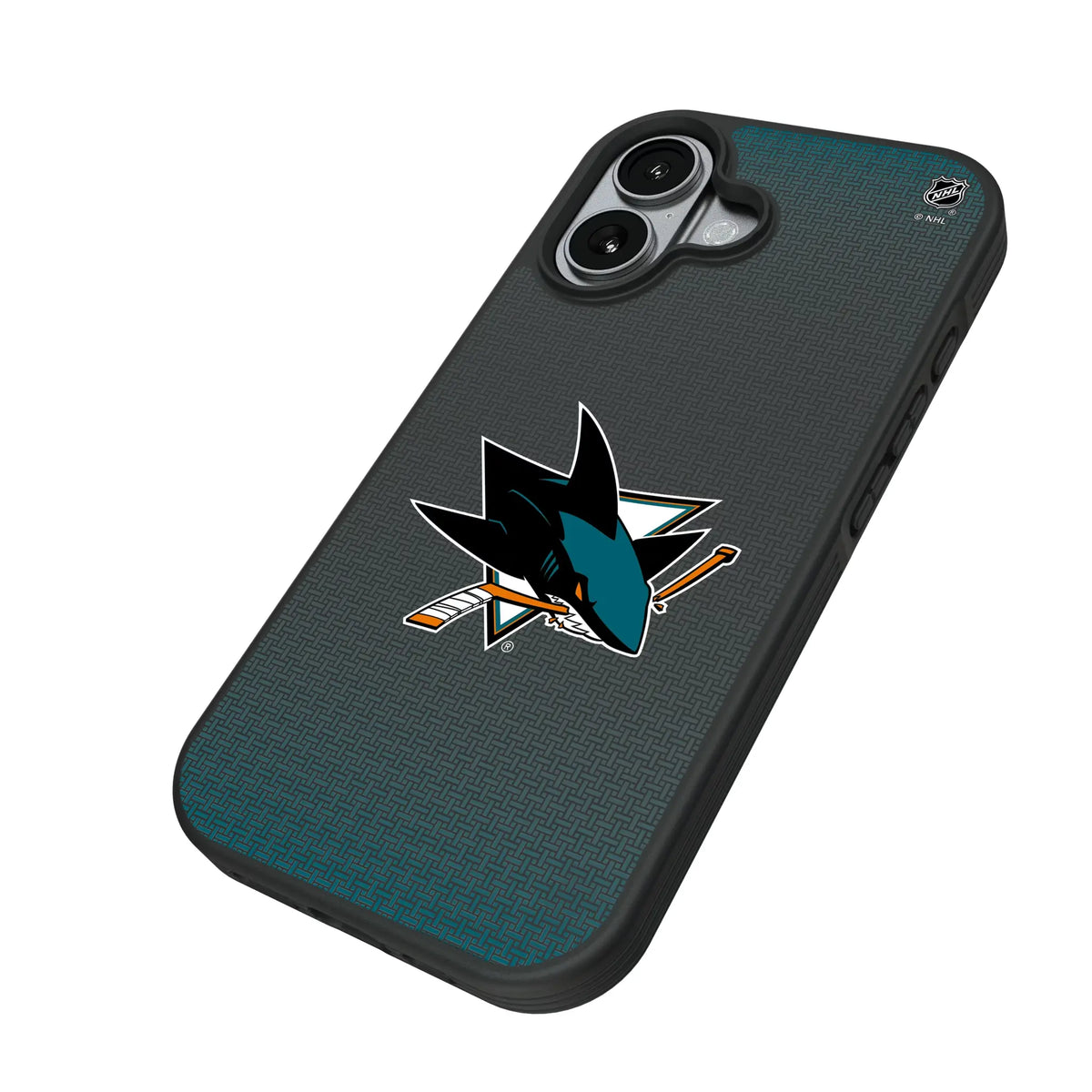 San Jose Sharks Linen iPhone Bump Phone Case for Apple iPhone - Isometric View#Device_iPhone 17
