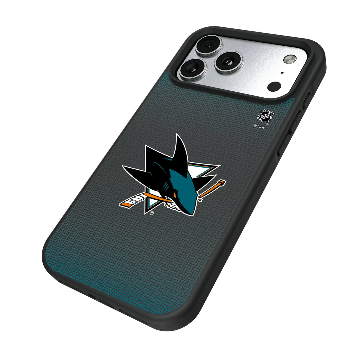San Jose Sharks Linen iPhone Bump Phone Case for Apple iPhone - Isometric View#Device_iPhone 17 Pro Max