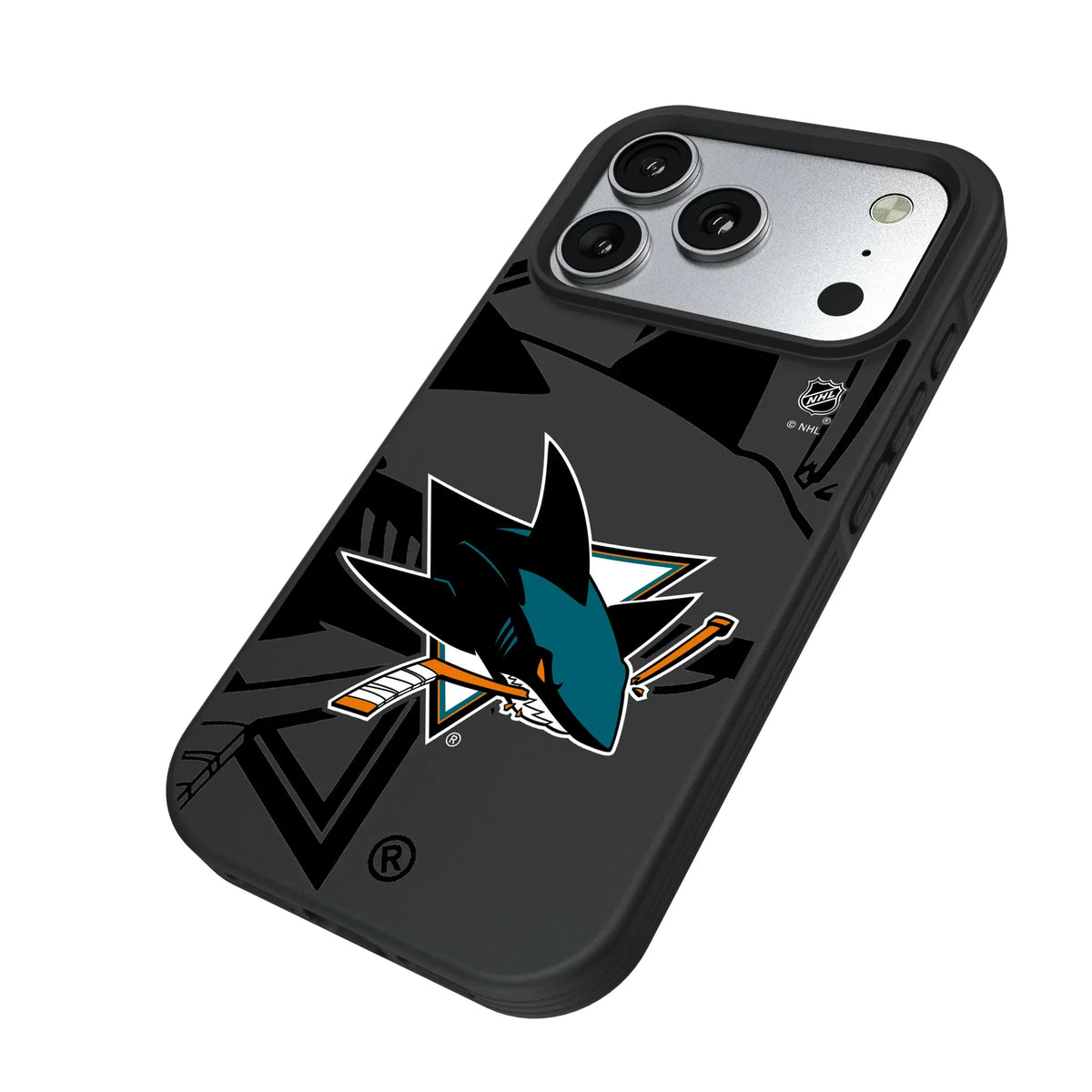 San Jose Sharks Monocolor Tilt iPhone Bump Phone Case for Apple iPhone - Isometric View#Device_iPhone 17 Pro