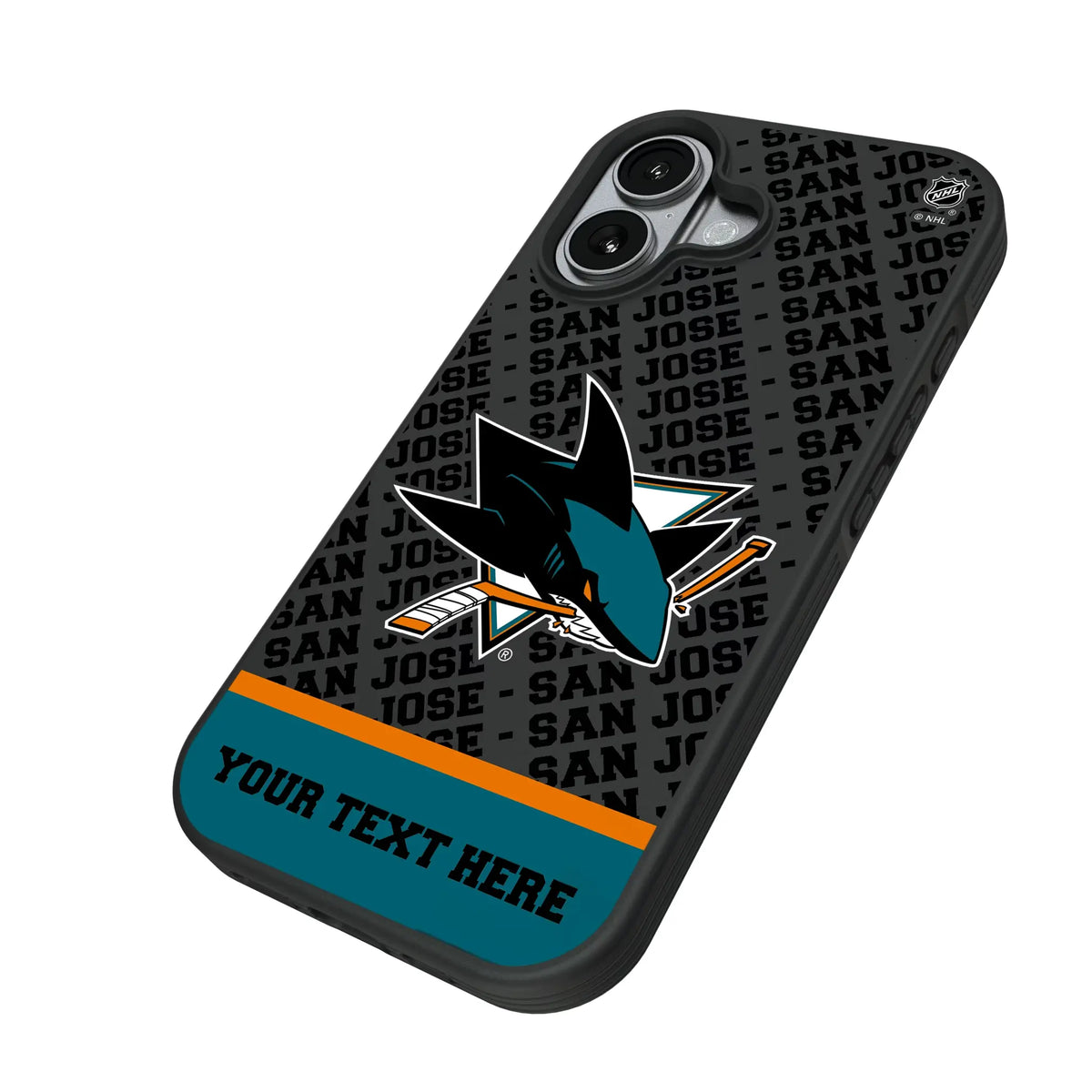 San Jose Sharks Personalized EndZone Plus iPhone Bump Phone Case for Apple iPhone - Isometric View#Device_iPhone 17