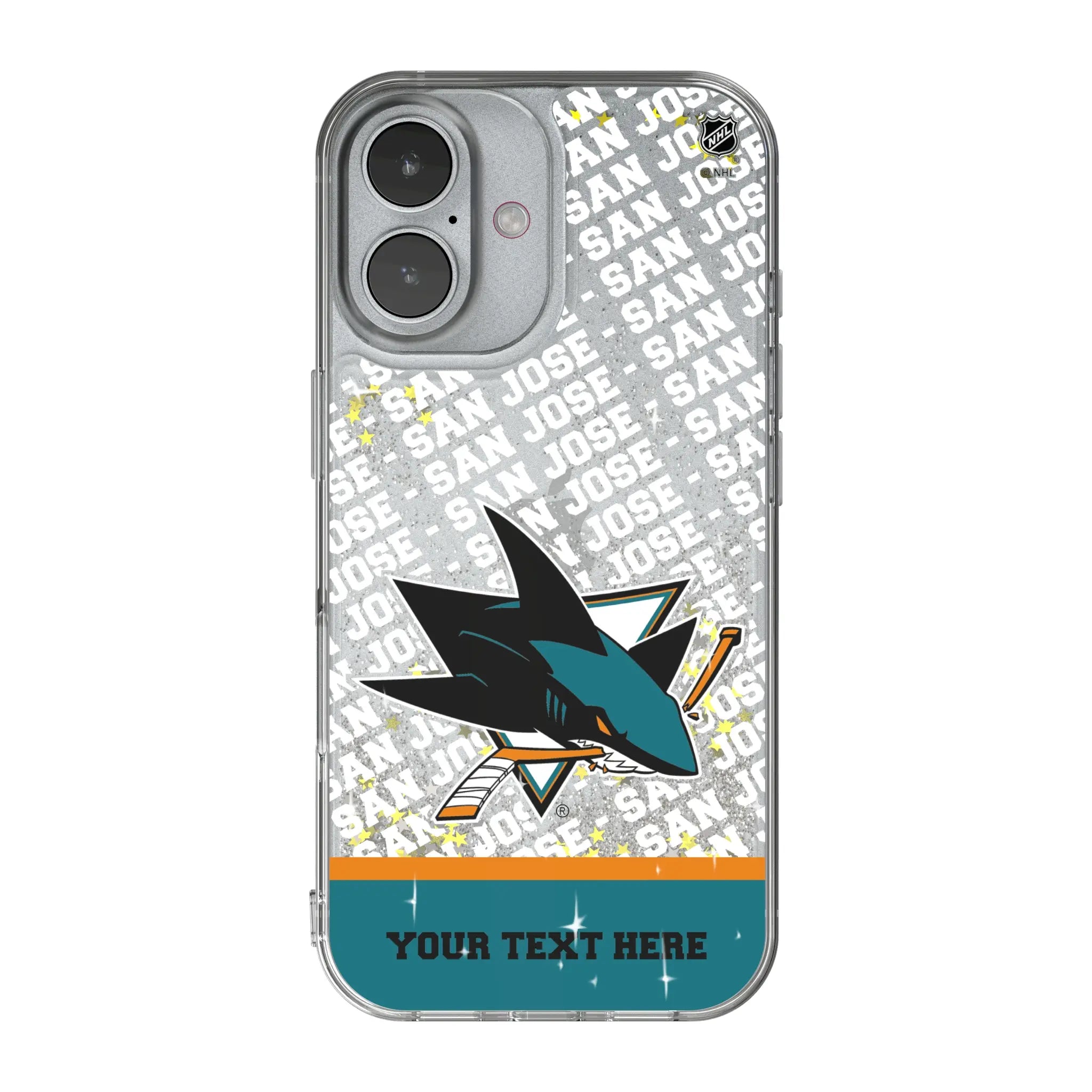 San Jose Sharks Personalized EndZone Plus iPhone Glitter Phone Case for Apple iPhone