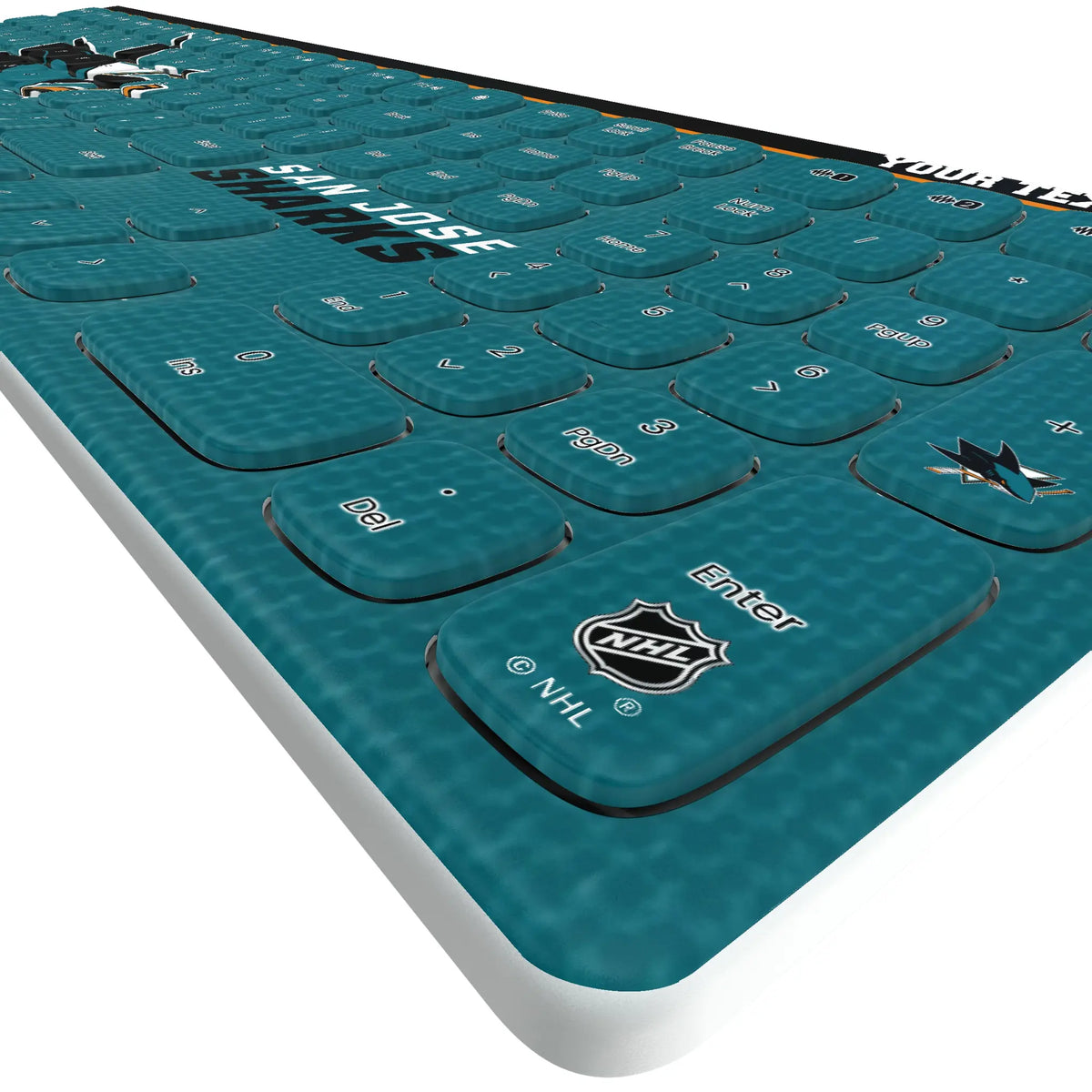 San Jose Sharks Personalized Endzone Solid KKB605 Curved Wireless Keyboard - Detail