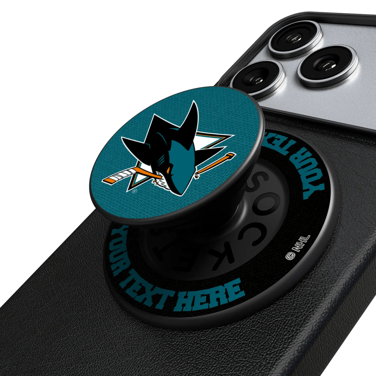 San Jose Sharks Personalized Endzone Solid Popsockets Round Magnetic