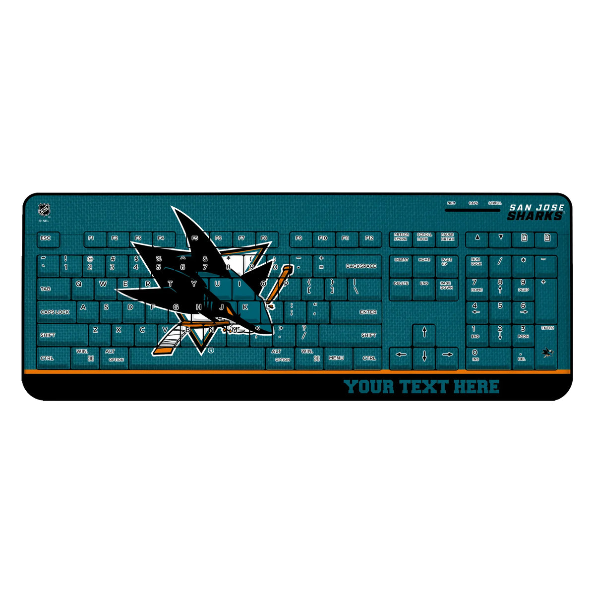 San Jose Sharks Personalized Endzone Solid Wireless USB Keyboard