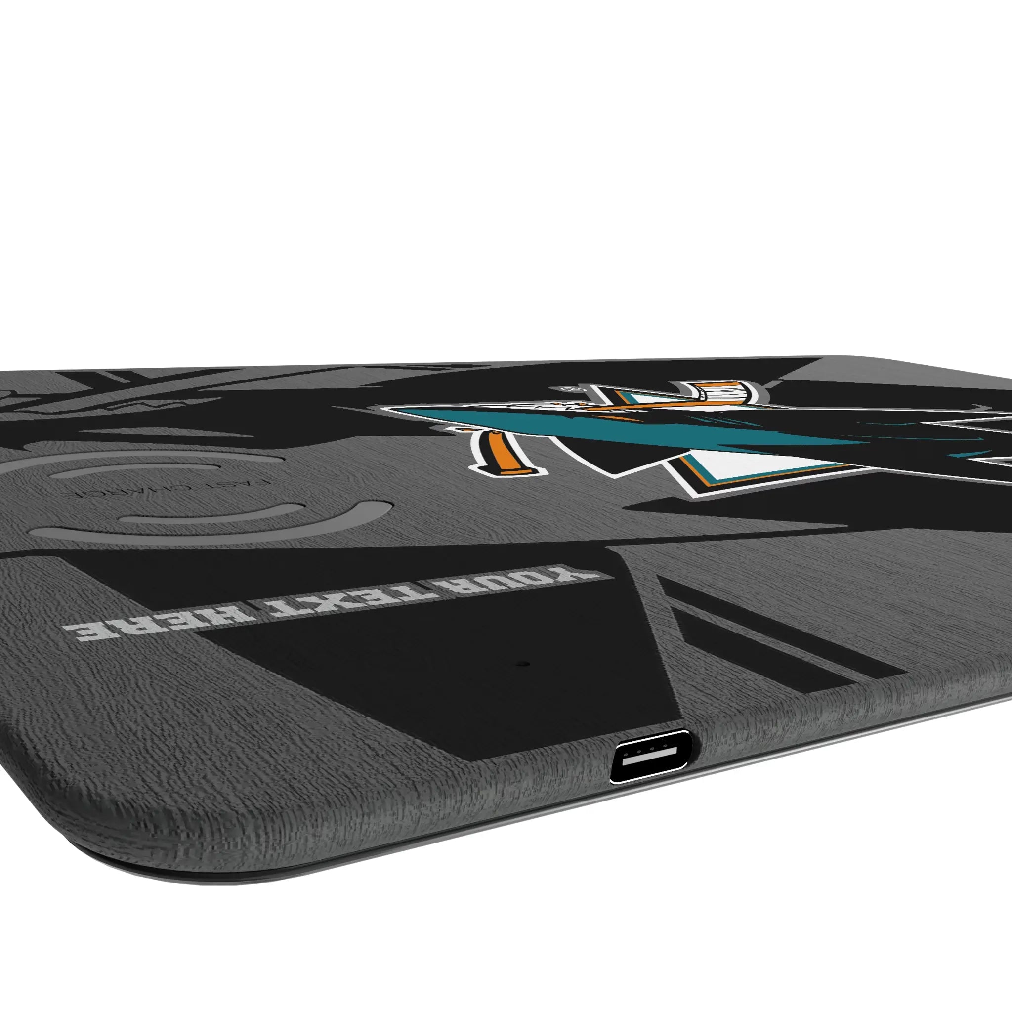 San Jose Sharks Personalized Tilt 15-Watt Wireless Charger and Mouse Pad