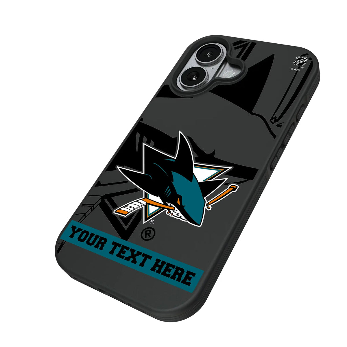 San Jose Sharks Personalized Tilt iPhone Bump Phone Case for Apple iPhone - Isometric View#Device_iPhone 17
