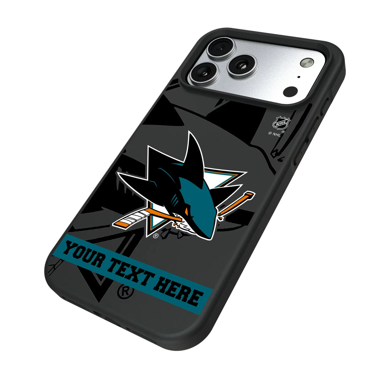 San Jose Sharks Personalized Tilt iPhone Bump Phone Case for Apple iPhone - Isometric View#Device_iPhone 17 Pro Max