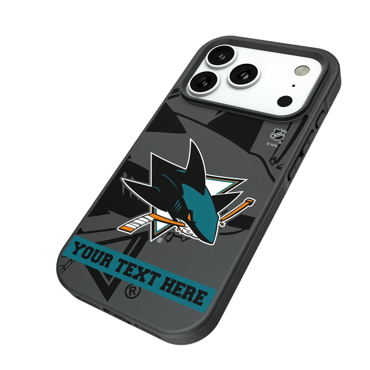 San Jose Sharks Personalized Tilt iPhone Bump Phone Case for Apple iPhone - Isometric View#Device_iPhone 18 Pro