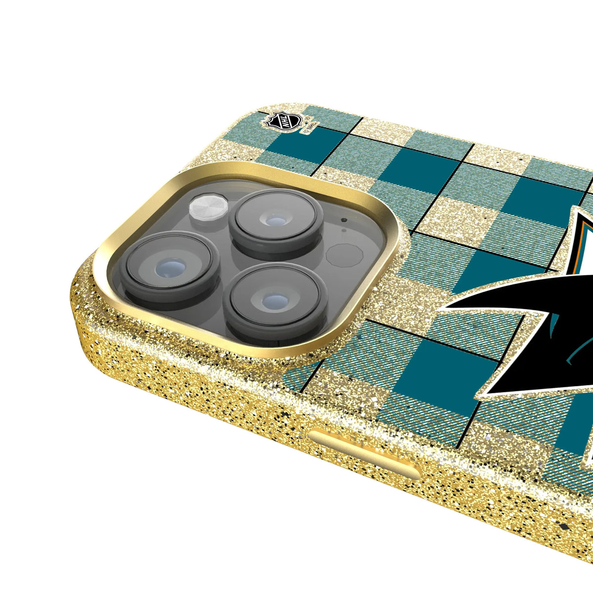 San Jose Sharks Plaid iPhone Bling Phone Case for Apple iPhone - Detail