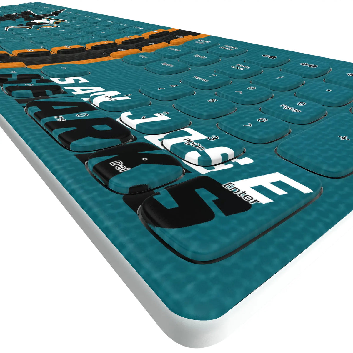 San Jose Sharks Stripe KKB605 Curved Wireless Keyboard - Detail