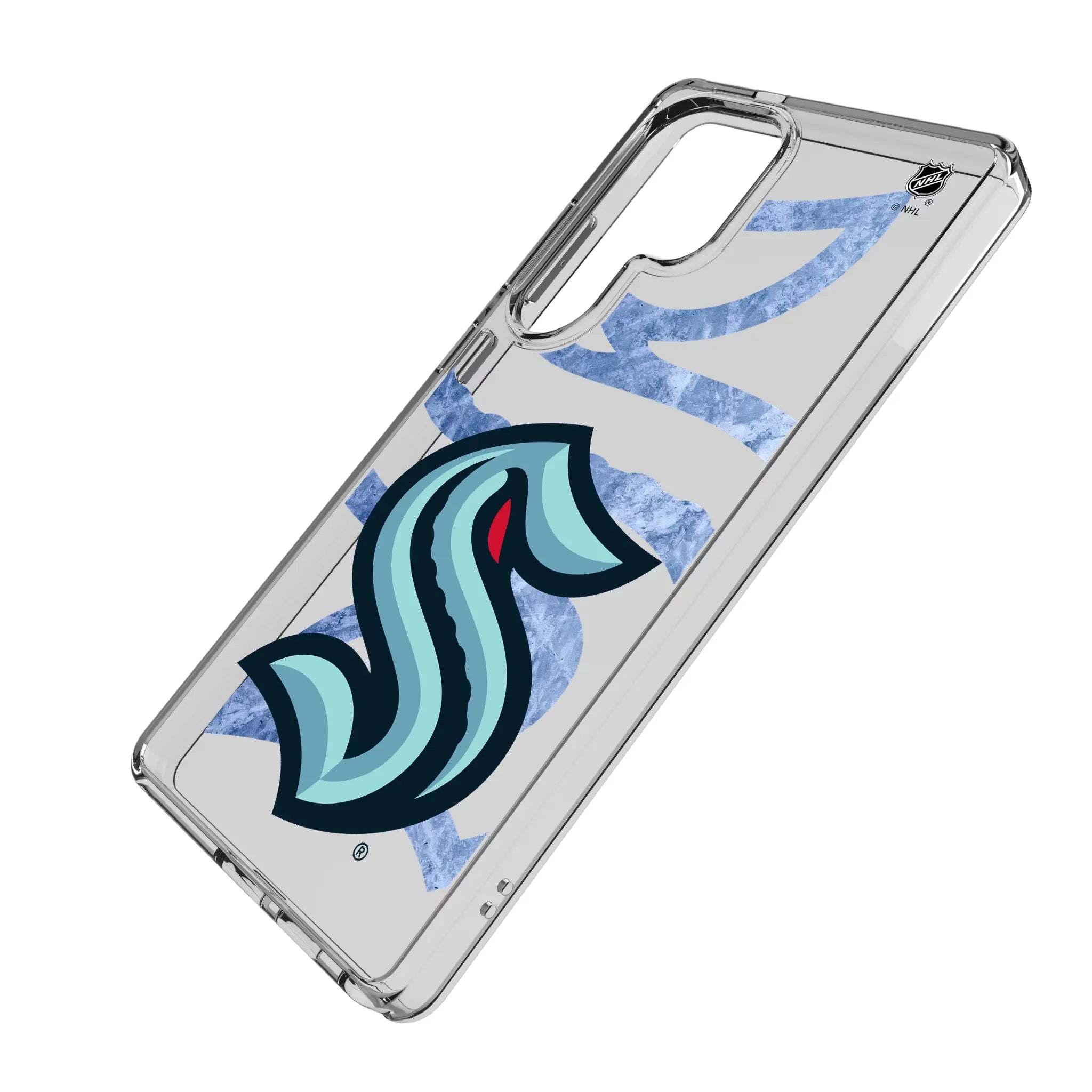 Seattle Kraken Ice Tilt Galaxy Clear Phone Case for Samsung Galaxy - Isometric View#Device_Galaxy S25 Ultra