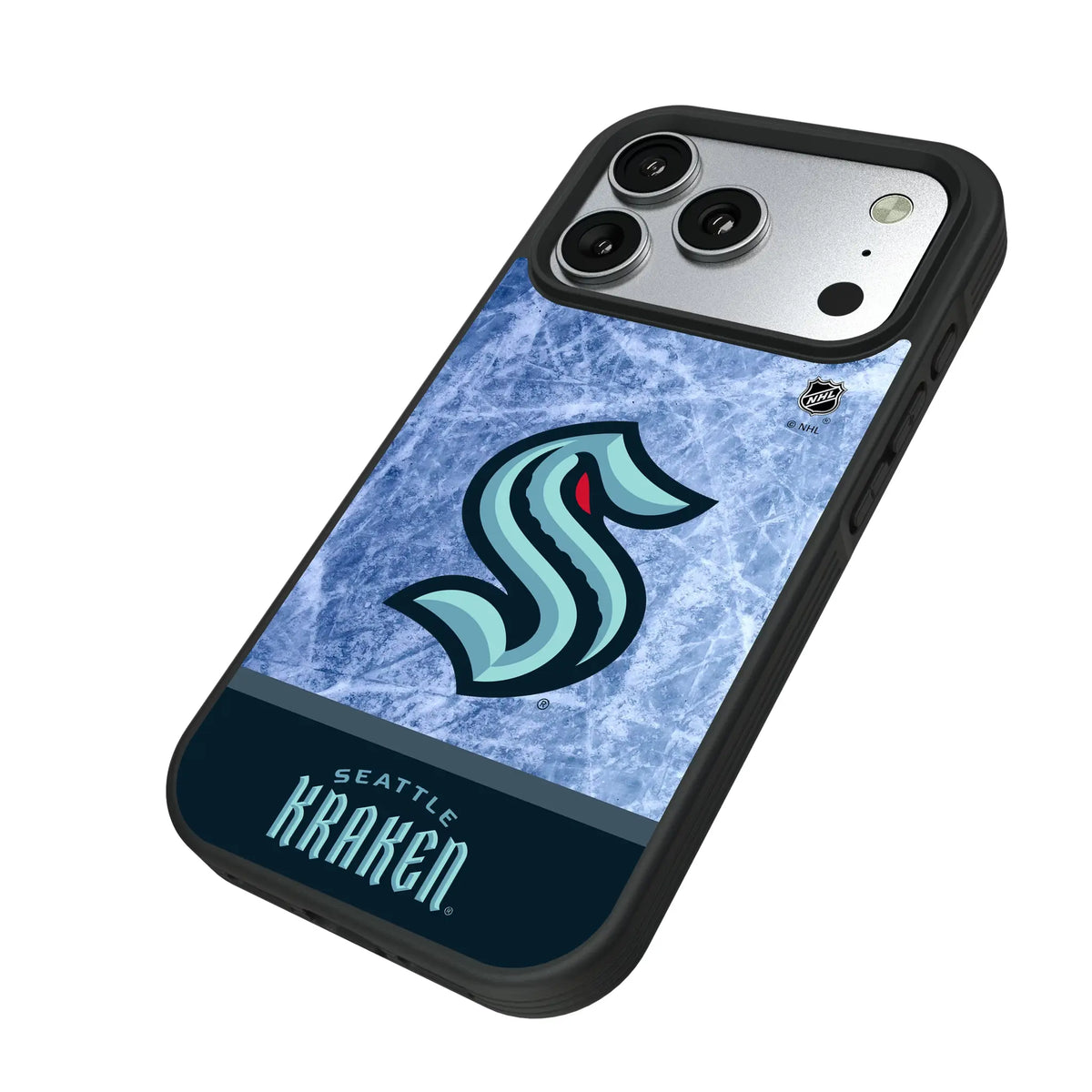 Seattle Kraken Ice Wordmark iPhone Bump Phone Case for Apple iPhone - Isometric View#Device_iPhone 17 Pro