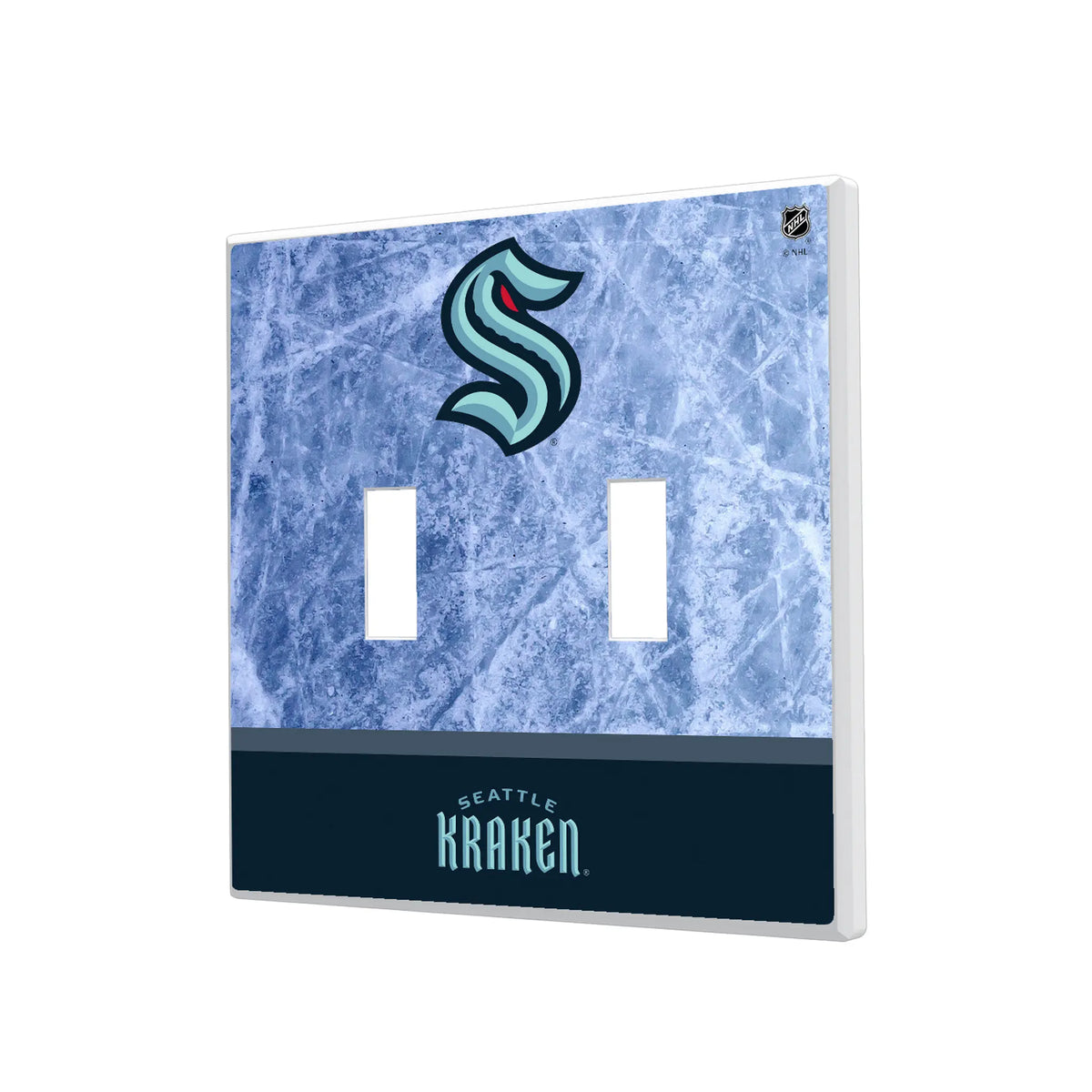 Seattle Kraken Ice Wordmark Hidden-Screw Light Switch Plate#Style_Double Toggle