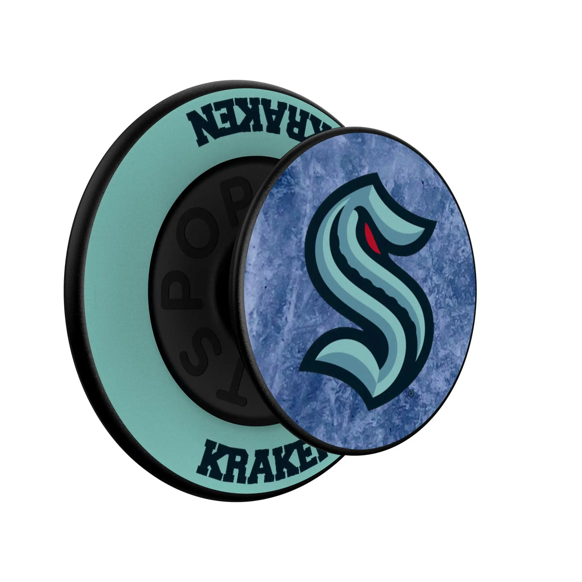 Seattle Kraken Ice Wordmark Popsockets Round Magnetic - Isometric View